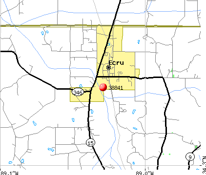 Ecru, MS (38841) map