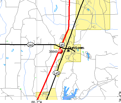 Guntown, MS (38849) map