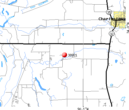 Charleston, MS (38921) map