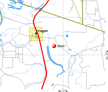 Cruger, MS (38924) map