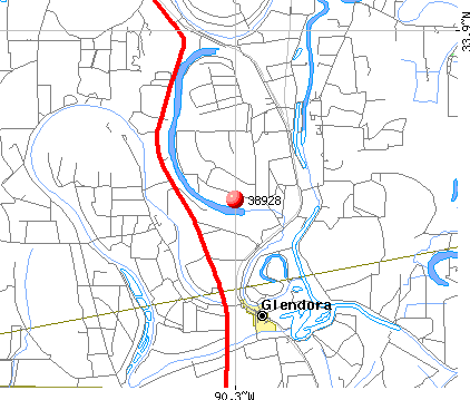 Glendora, MS (38928) map