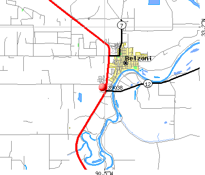 Belzoni, MS (39038) map