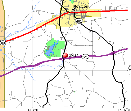 Morton, MS (39117) map