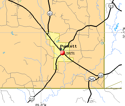 Puckett, MS (39151) map