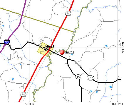 West, MS (39192) map