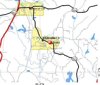 Stonewall, MS (39363) map