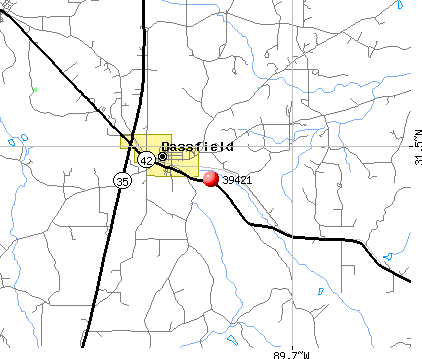 Bassfield, MS (39421) map