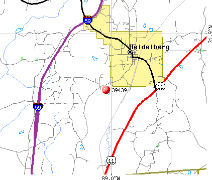 Heidelberg, MS (39439) map