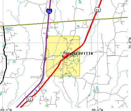 Sandersville, MS (39477) map