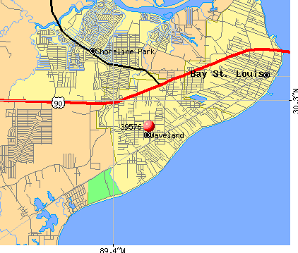 Waveland, MS (39576) map