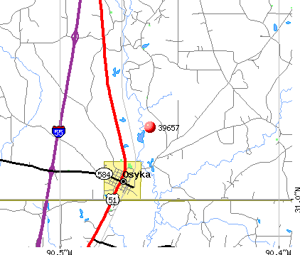 Osyka, MS (39657) map