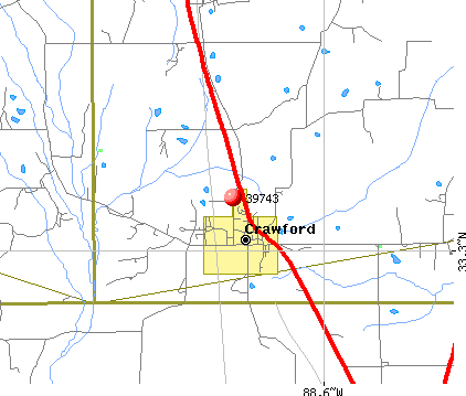 Crawford, MS (39743) map