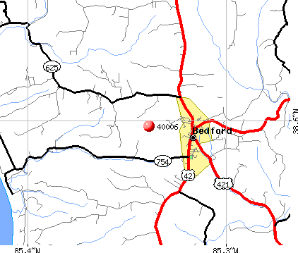 Bedford, KY (40006) map