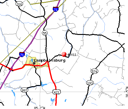 Campbellsburg, KY (40011) map