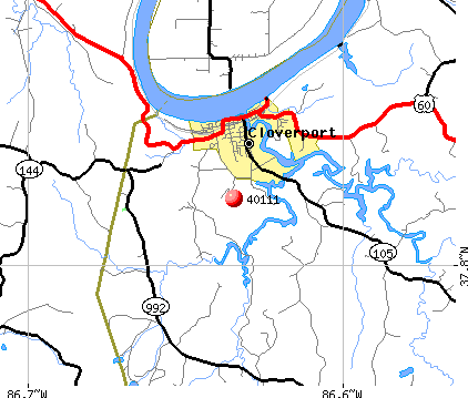Cloverport, KY (40111) map
