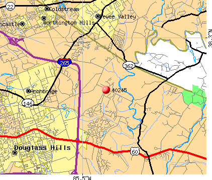 Worthington Hills, KY (40245) map