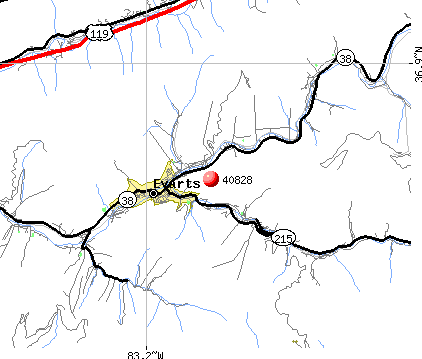 Evarts, KY (40828) map