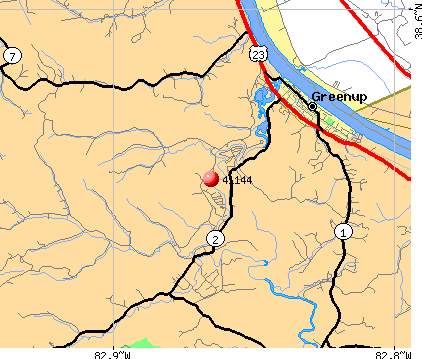 Greenup, KY (41144) map