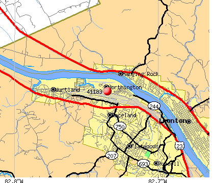 Worthington, KY (41183) map