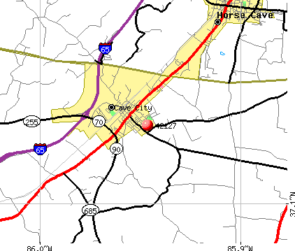 Cave City, KY (42127) map