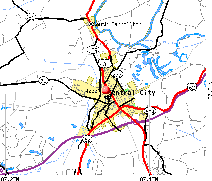 Central City, KY (42330) map