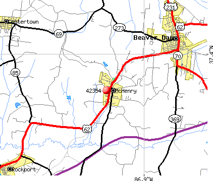 McHenry, KY (42354) map