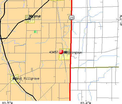 Risingsun, OH (43457) map