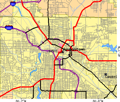 Youngstown, OH (44503) map
