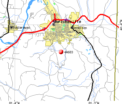 Uhrichsville, OH (44683) map