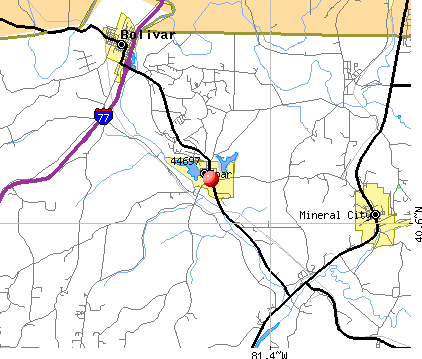 Zoar, OH (44697) map