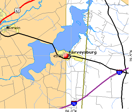 Harveysburg, OH (45032) map