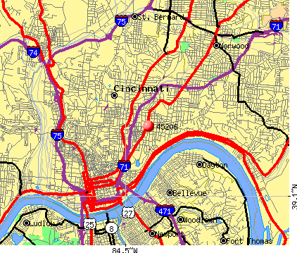 Cincinnati, OH (45206) map