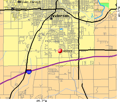Anderson Indiana Zip Codes Map