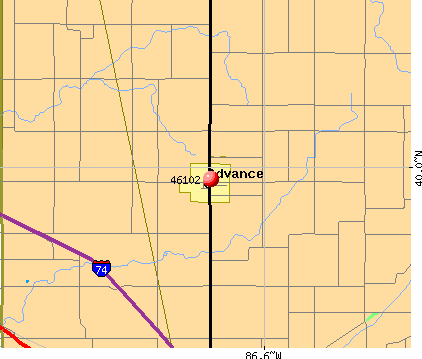 Advance, IN (46102) map