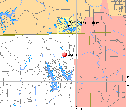 Princes Lakes, IN (46164) map