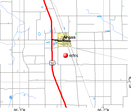 Argos, IN (46501) map
