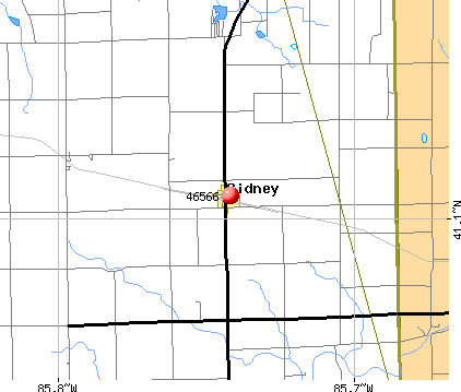 Sidney, IN (46566) map