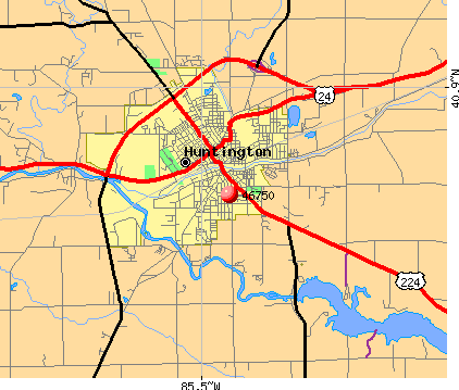 Huntington, IN (46750) map
