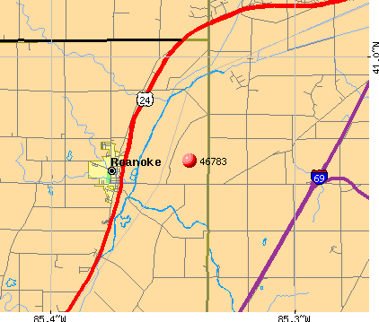 Roanoke, IN (46783) map