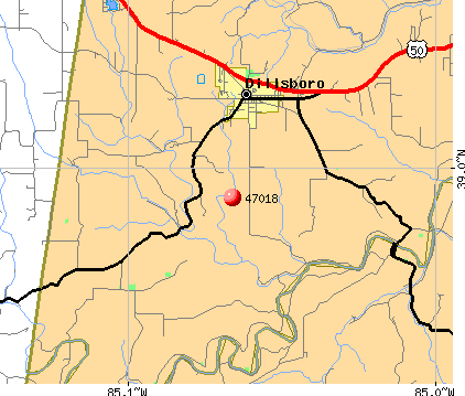 Dillsboro, IN (47018) map