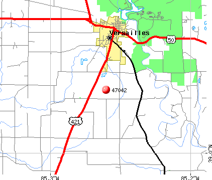 Versailles, IN (47042) map