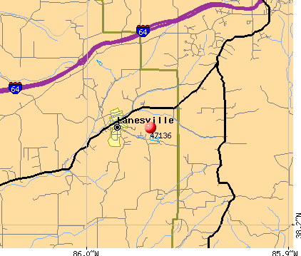 Lanesville, IN (47136) map