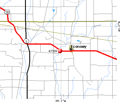 Economy, IN (47339) map