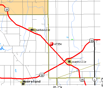Losantville, IN (47354) map