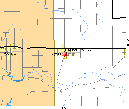 Parker City, IN (47368) map