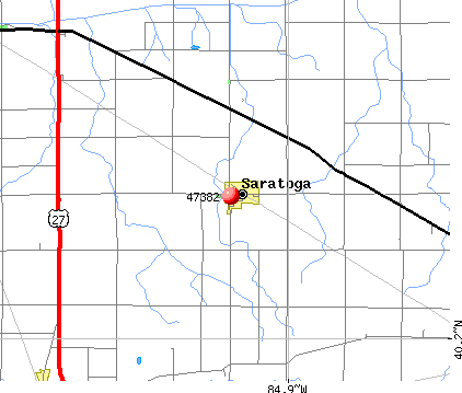 Saratoga, IN (47382) map