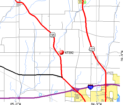 , IN (47392) map