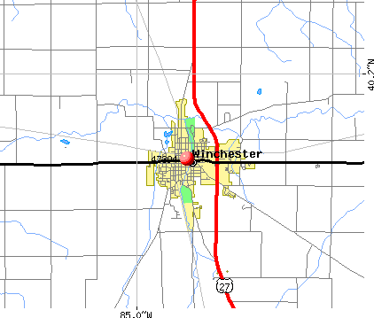 Winchester, IN (47394) map