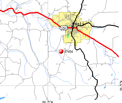 Paoli, IN (47454) map