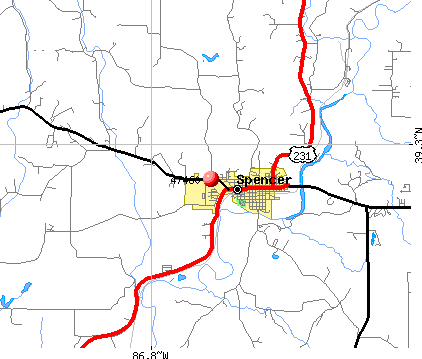 Spencer, IN (47460) map